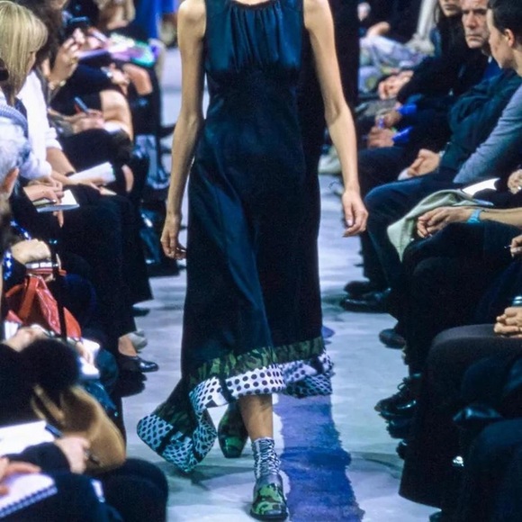 (SOLD) Comme Des Garcons SS 2001 Dress with Camouflage Tape and Polka Dot Lining - Picture 8 of 8